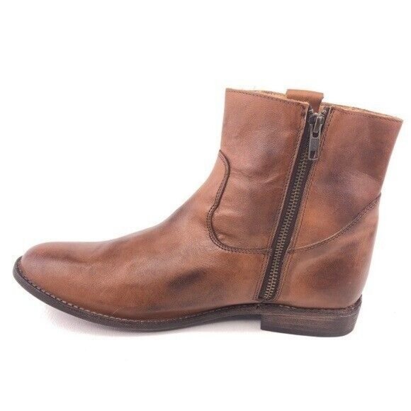 Bed Stu Rustic Brown Leather Zip Ankle Boots 11 - Picture 2 of 13